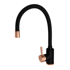 Кухонный смеситель 8105 Аура Black/Pink gold с гибким полимерным изливом Кухонный смеситель 8105 Аура Black/Pink gold с гибким полимерным изливом